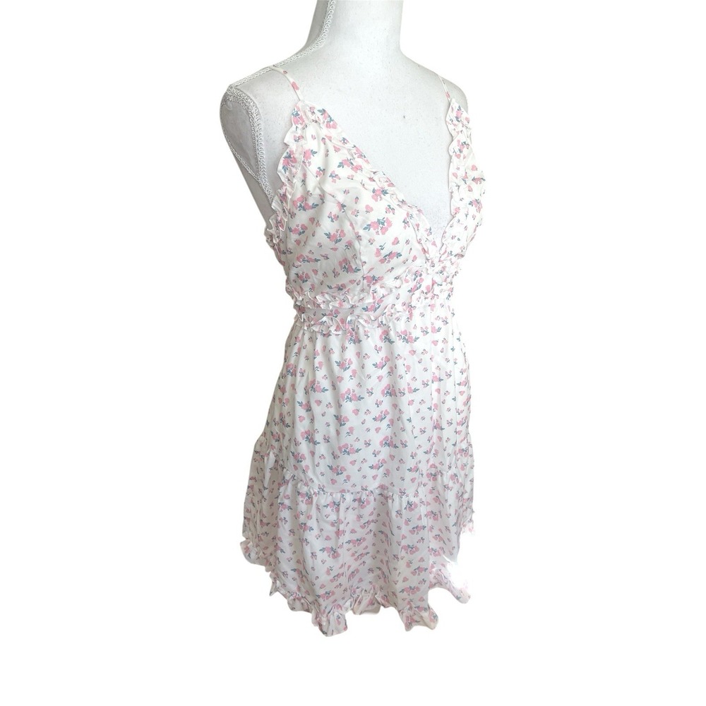 NWT Tiger Mist Claudette Pink Floral Ruffle Mini Dress Sz L Coquette Soft Girl - Picture 7 of 16